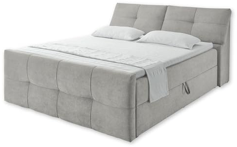 REDMOND 6 Polsterbett 180x200 mit Bettkasten, Schlamm - Modernes Doppelbett mit dekorativer Steppung & Kaltschaum Topper - 200 x 108 x 249 cm (B/H/T)