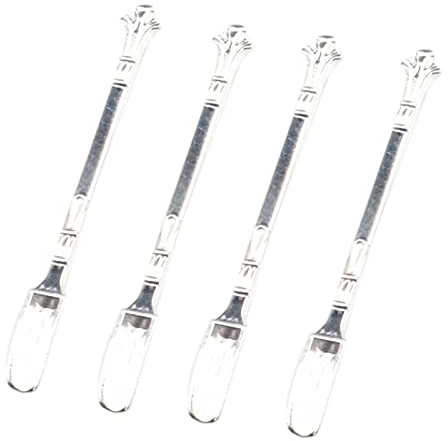 HRASY 4 cucharas de medicina de acero inoxidable Micro Scoop - Pala de polvo de muestreo de laboratorio para medicamentos, sales, hierbas, arena, especias con purpurina, cuchara pequeña para tarros de