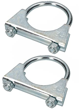 KOTARBAU® Set of 2 U-bolt bracket clamps, 54 mm, exhaust clamp, pipe clamp, U-bolt for mounting antennas, pipes, masts, universal clamp for pipe connections