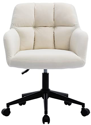 chairus Schreibtischstuhl Samt Bürostuhl 360° Drehbar Schreibtischstuhl Höhenverstellbar Drehstuhl für Arbeitszimmer Arbeitsstuhl Sessel (Beige(Rollen))