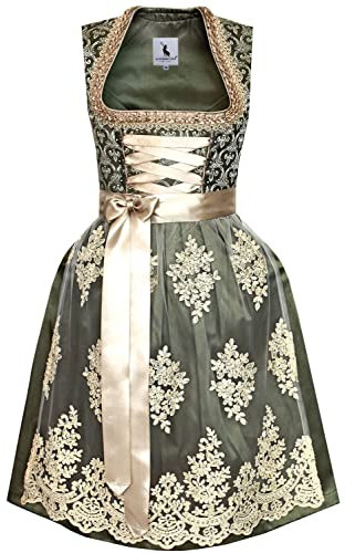 Alpenmärchen Midi Dirndl aus Exklusiver Kollektion inkl. Schürze Gr.36 - ALM909