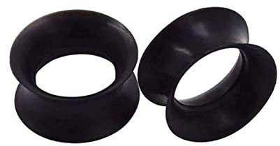 KnSam Tunnel Oreille Silicone 2PCS Bouchon 16mm Noir, Écarteur Oreille Unisexe 5/8 inch Fantaisie