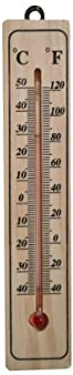 Raumthermometer, Außenthermometer, Holzthermometer, -40 °C bis +50 °C (20 x 4 cm)