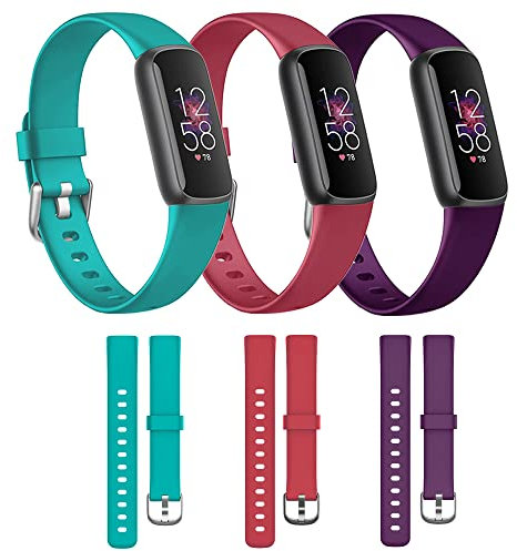 honecumi Kompatibel mit Fitbit Luxe Armbands für Damen Herren, Silikon Ersatzarmband Buntes Klassisch Verstellbares Sport Uhrenarmband Ersatz für Fitbit Luxe Wechselbänder - Kleine Größe