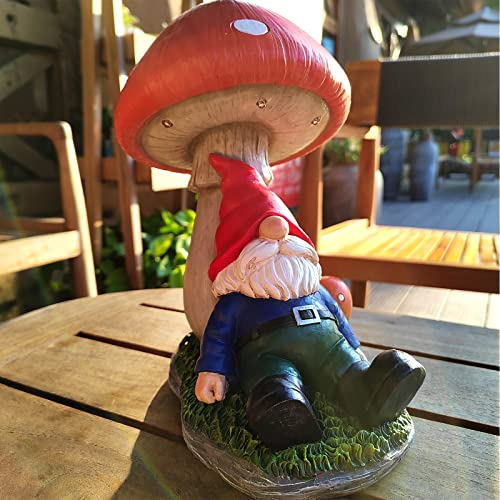 BUMSUNE Garden Gnomes Statue Decorated with Solar Sensor lamp Garden gnome Suitable for Garden Lawn Porch Balcony Christmas Thanksgiving Garden Gifts
