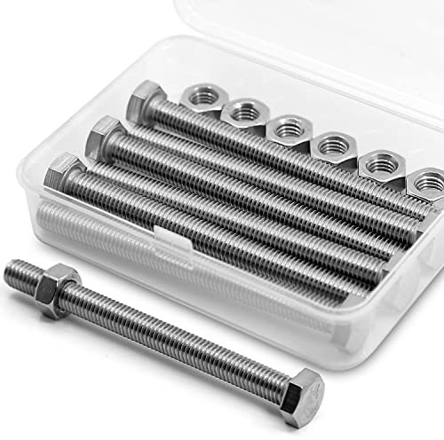 M8 x 110mm Bullone Esagonale Bulloni e Dadi in Acciaio Inossidabile 304 Set,Viti a Macchina (Bullone 6pz, Dadi 6pz)