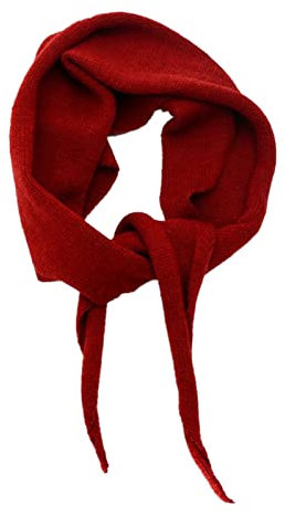 Yizelli 110x32cm Triangle Pattern Knit Scarf for Women Solid Color Autumn Winter Warm Shawl (Wine Red)