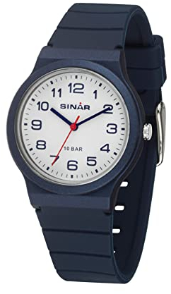 SINAR Kinder Jugend Armbanduhr Sportuhr Jungen Mädchen Analog Quarz 10 bar mit Silikonarmband Dunkelblau XB-18-20