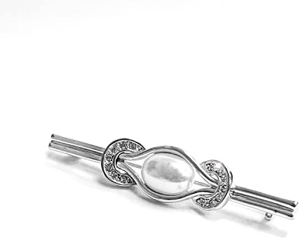 Equetech Pearl & Horseshoes Stock Pin – Silver Equestrian Riding Tie Pin