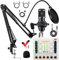 BM-800 Ensemble de microphone de podcast avec changeur de voix avec microphone à condensateur pour téléphone, PC, DJ, parfait pour l'enregistrement vidéo, les médias en streaming, les jeux et le chant