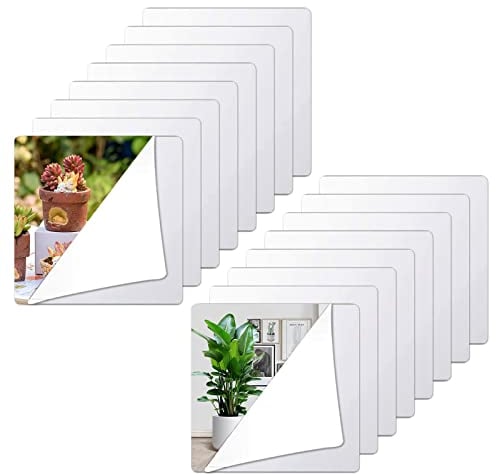 oupados 12 Pezzi Specchio Adesivo Da Parete 15x15 CM Specchio Ingresso Adesivi Per Porte Acrilico Quadrato Mirror Non Vetro Specchio Per Soggiorno Camera Da Letto Bagno Armadio Decorazioni Murali