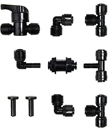 6,35 mm Schlauch-Schottanschluss, zum Anschluss für Wasser-Umkehrosmose-System, Wasserschlauch-Armatur (schwarz)