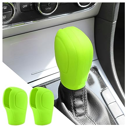 CGEAMDY 2 Stück Auto Schaltknauf Abdeckung, Universal Schaltknauf Abdeckung, Anti-Rutsch Silikon Schaltknaufabdeckung Shift Glove Skin Case Schutzhülle(Grün)