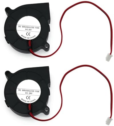 JZK 2PCS Kleines Gebläse 24V 5015 lüfter, Geschwindigkeit: 6500 U/min/min, 50x50x15mm, 3D-Druckergebläse Lüfter 24V 5cm, Bürstenloser DC Lüfter 50mm
