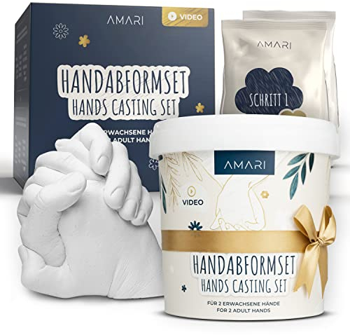 Amari® Set di impronte a mano per coppie e famiglia (floreali) – Set di mani in gesso – Coppia di mani in gesso, regalo di nozze, anniversario partner, coppia di regali