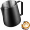 Wrobic Milchkännchen, Milk Pitcher 600ml 20 fl.oz. Milchkanne aus Edelstahl, Milch Aufschäumen für Cappuccino und Latté, Embossed Scale, Schwarz