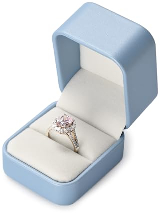 Oirlv PU Leder Blau Klassisch Ringbox Aufbewahrungsbox Geschenkbox für Hochzeit,Vorschlags Hochzeitstag
