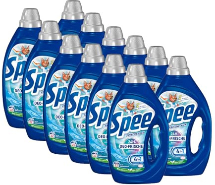 SPEE Deo-Frische Waschmittel 12x 22 WL (264 Waschladungen), Flüssigwaschmittel mit 4 + 1 Formel bekämpft Alltagsgerüche für 24 h, Vollwaschmittel für Temperaturen ab 20°C