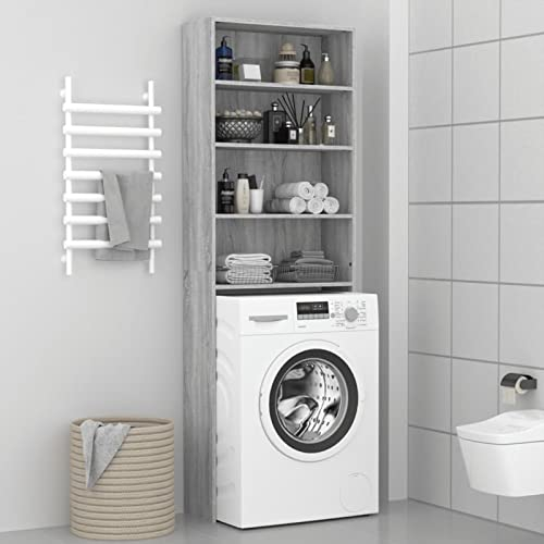 Cosisti Meuble pour Machine à Laver Meuble de Rangement Meuble Lave Linge étagère Machine a Laver Meuble Lave Linge Sèche-Sonoma Gris-Type 1