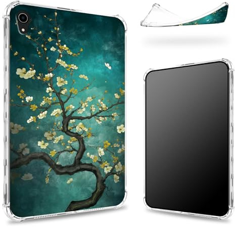 Entworfen für iPad Air 5. Generation 2022 / iPad Air 4. Generation 2020 11 Zoll Hülle, transparente Rückseite mit japanischer Aprikose, schlanker, weicher TPU-Eckenschutz, stoßfeste