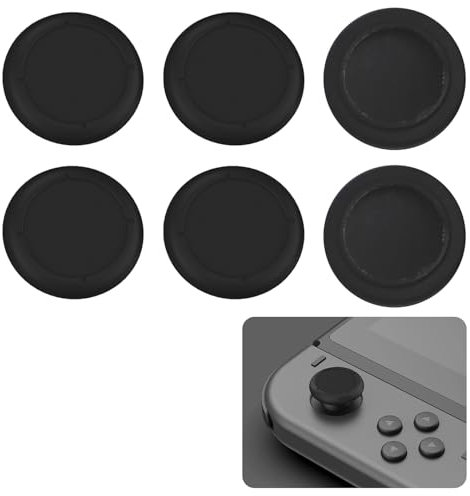 6 fundas de repuesto para palanca de mando para Nintendo Switch OLED, tapas de pulgar analógicas, tapas de repuesto para Nintendo Switch y Switch Lite, cómodas fundas para joystick para juegos (negro)
