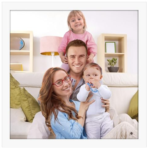 Giftgarden Weiß Bilderrahmen 20x20 cm - Moderner Fotorahmen für Quadratische Fotos und Bilder - Rahmen für Wohnzimmer, Schlafzimmer, Arbeitszimmer - Wand- und Tischaufsteller