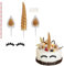 Gold Einhorn Kuchen Topper - 6 Stück Handarbeit Tortendeko für Geburtstag/Hochzeit Party - Aufsätze und Deko Toppers für Mädchen