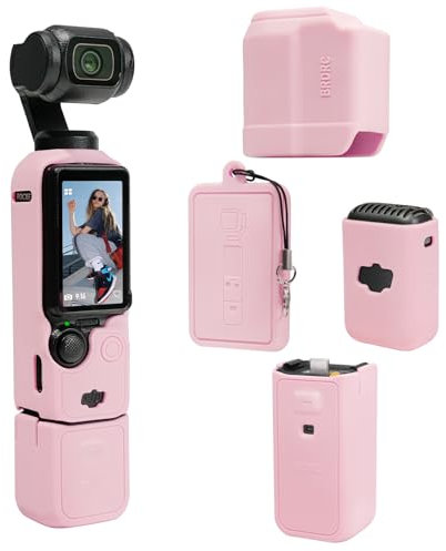 TYUANDOUER Pocket 3 Case, Soft Silicone Protective Case Cover Compatible with DJI Osmo Pocket 3 Creator Combo, Lightweight Osmo Pocket 3 Screen Protector Grip Cover Accessories - Pink