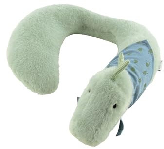 Sterntaler Nackenhörnchen Dino Rexi - Nackenrolle mit lustigen Zacken & Tatzenmotiv - Reisekissen perfekt für unterwegs - praktisches Nackenkissen für Kinder, pudergrün