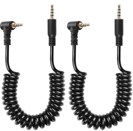CERRXIAN 2.5mm Audio Cable, 2.5mm TRRS 4-Pole Male to Male Stereo Audio Aux Coiled Cord for Camcorder, Camera,Camera Remote,Headphone,IR Blaster & IR Emitter - 3ft (M to ML)
