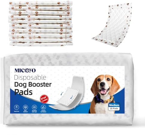 MICOOYO Einweg-Hundewindeleinlagen, Hunde-Booster-Pads für männliche und weibliche Hunde, super saugfähige Einlagen, passend für die meisten Hundewindeln (M-100)