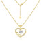 Damen Halskette Gold Ketten 14K Vergoldet Verstellbares Herz Anhänger Zirkon Strass Unendlichkeit Liebe - Damen Frauen Schmuck Ketten