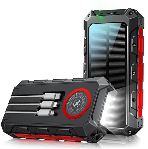 Solar Power Bank 26800 mAh, Portable Powerbank Battery Pack PD 22.5W USB-C Fast Charging Phone Charger, with 15W Wireless Charging, LED Display, Flashlight, for Samsung/iPhone/Tablet