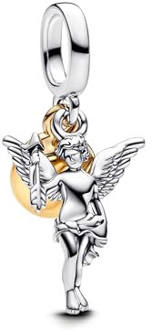 Pandora Moments Amor Charm-Anhänger aus Sterling Silber mit vergoldeter Metalllegierung, Kompatibel Moments und ME, 763663C00