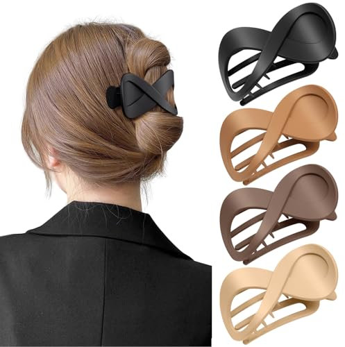 PROPOG Pinzas pelo Mujer– 4 Pack Pinzas Para el Pelo Planas Grandes – Ligeras & Antideslizantes, Perfectas para Cabello Grueso o Fino,Hair Clips Para Uso Diario, Deporte o Relajación