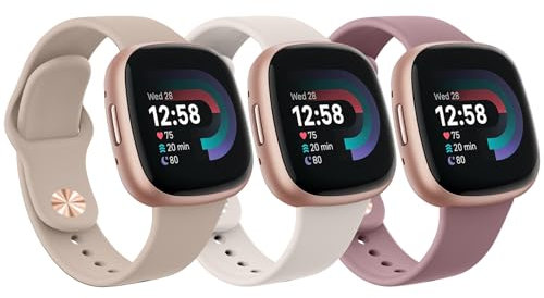 Vancle 3 Stück Kompatibel mit Fitbit Versa 4 Armband/Fitbit Versa 3 Armband/Fitbit Sense 2 / Fitbit Sense Uhrenarmband, Silikon Armbänder, Wasserdichtes Sport Ersatzarmband