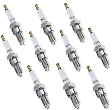 UHJFDX Confezione da 10 Candele F6TC compatibili con Tosaerba, generatori, Pompe 'Acqua, compressori, idropulitrici, spazzaneve e Go Kart.