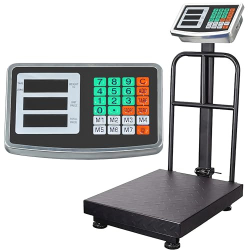 Retoo Paketwaage 150kg / 50g, Hochpräzise Digitale Plattformwaage mit LCD, Tara Funktion, Briefwaage, Postwaage, Kofferwaage für Pakete, Gepäck, Lagerhaus, Stahlplattform, 50 x 31 x 72 cm