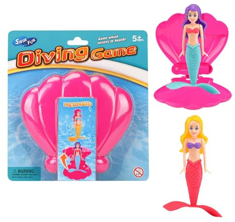 Mienocol Mermaid Diving Toys for Swimming Pool,2pcs Mermaid Diving Toys with Hot Pink Shell,Swimming Pool Sinking Toy Kids Pool Toy Accessories,Princess Diving Games Training Girls Gifts
