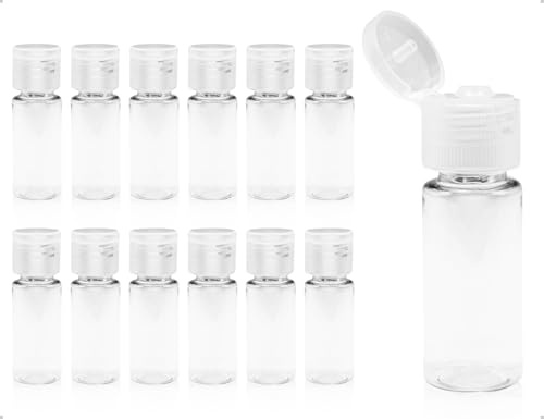 Emezddo 12 Stück Reiseflaschen zum Befüllen,Leere Transparent Reisebehälter,Plastikflasche mit Flip Cap,verwendet für Shampoo,Duschgel,Lotion,Make Up Entferner