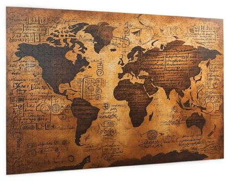 Weltkarte Puzzle 1500 Teile Erwachsene Puzzle Landschaft Design für Erwachsene und Beginner, HD Farbe HolzPuzzle mit Geschenkbox Verpackung, Zimmer Deko Wohnzimmer, Geschenke für Frauen 57x87cm -z1834