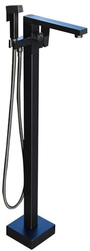 Fontaine d'extérieur en acier inoxydable avec double sortie et support de tuyau, décoration de jardin moderne pour patios et cours (noir)