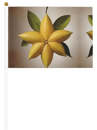 EWWtyo Bandiera portatile a cinque punte con stampa di stelle e frutta, 14 x 20 cm, per feste, eventi sportivi