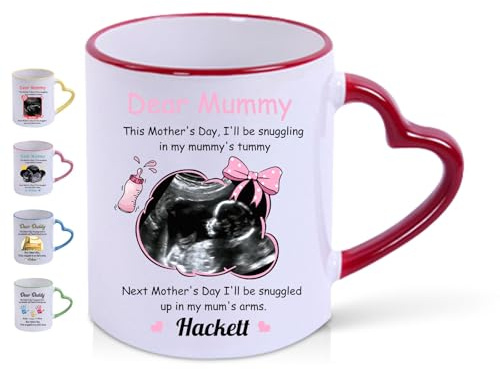 FPFNFSVI Taza de café mágica personalizada con foto, taza de café personalizada con ultrasonido con texto, regalo para el Día de la Madre y el Padre para futuros padres, 13 oz