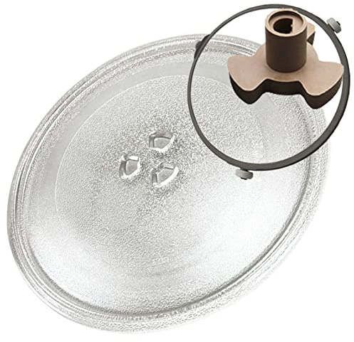 Piatto girevole per microonde da 24,4 cm, piatto di ricambio in vetro da 315 mm, con anello e supporto per un riscaldamento efficiente, misura universale