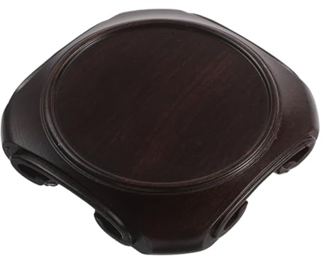 TOPBATHY Socle Rond en Bois Massif pour Vase et Bonsaï, Support Solide Sculpté la Main, Style Oriental Traditionnel, pour Exposition sur Table ou Présentation de Figurines
