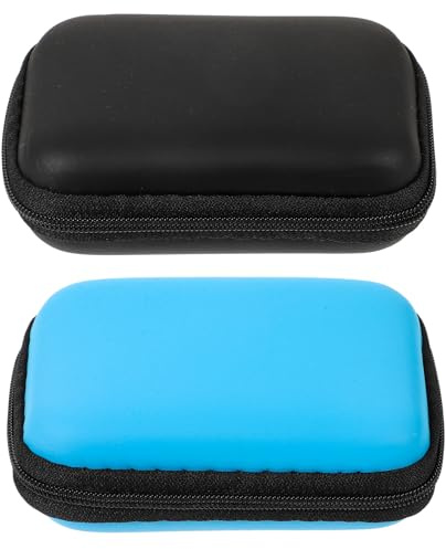 HOMOCONO Hard Drive Case 2Pcs Portable Storage Box Compact Design Lightweight Travel Organizer with High-Strength Shell for Computer Accessories Black Sky Blue