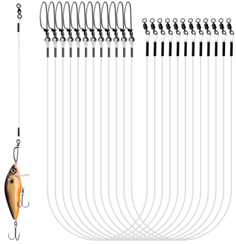 12 Pcs Fluorocarbon Vorfach, Vorfach Angeln Stahlvorfach Hecht Stahlvorfach | Karpfen Vorfach Angel HauptschnüRen Zum Ködern Oder Haken Spinnfischen Spinnvorfach