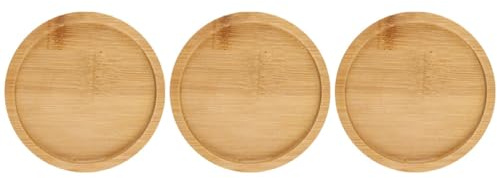 GALPADA 3pcs Soucoupes Rondes en Bois pour Pots de Fleurs, Plateau en Bois Khaki, Facilite Le Déplacement des Pots, pour Décoration Intérieure et Jardinage