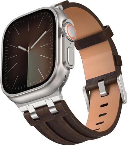Smartwatch Armband Kunstleder für Apple Watch 49mm 46mm 45mm 44mm Edelstahl Schnalle Schwarz